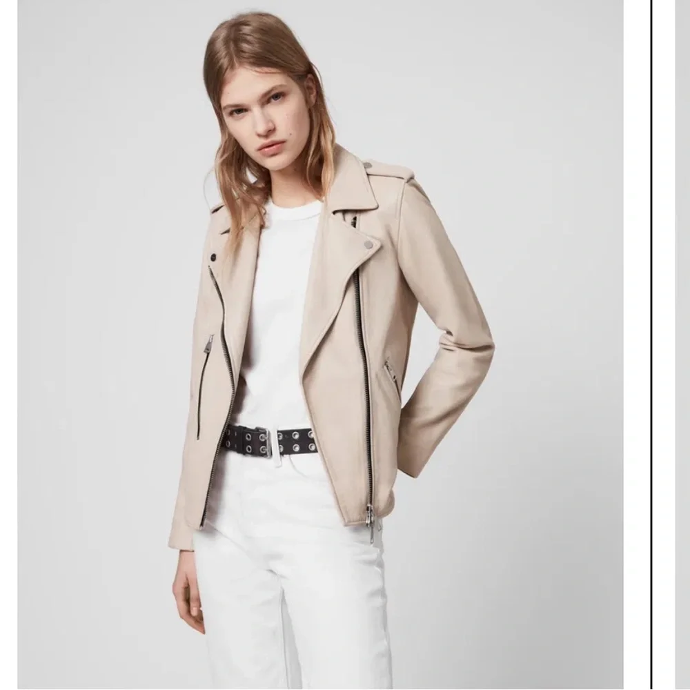 All saints blush pink leather Elva jacket - Picture 2 of 12